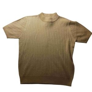 Sag Harbor Petite Ribbed Mock Neck Sweater 2675 Metallic Knit Short Sleeve M NWT